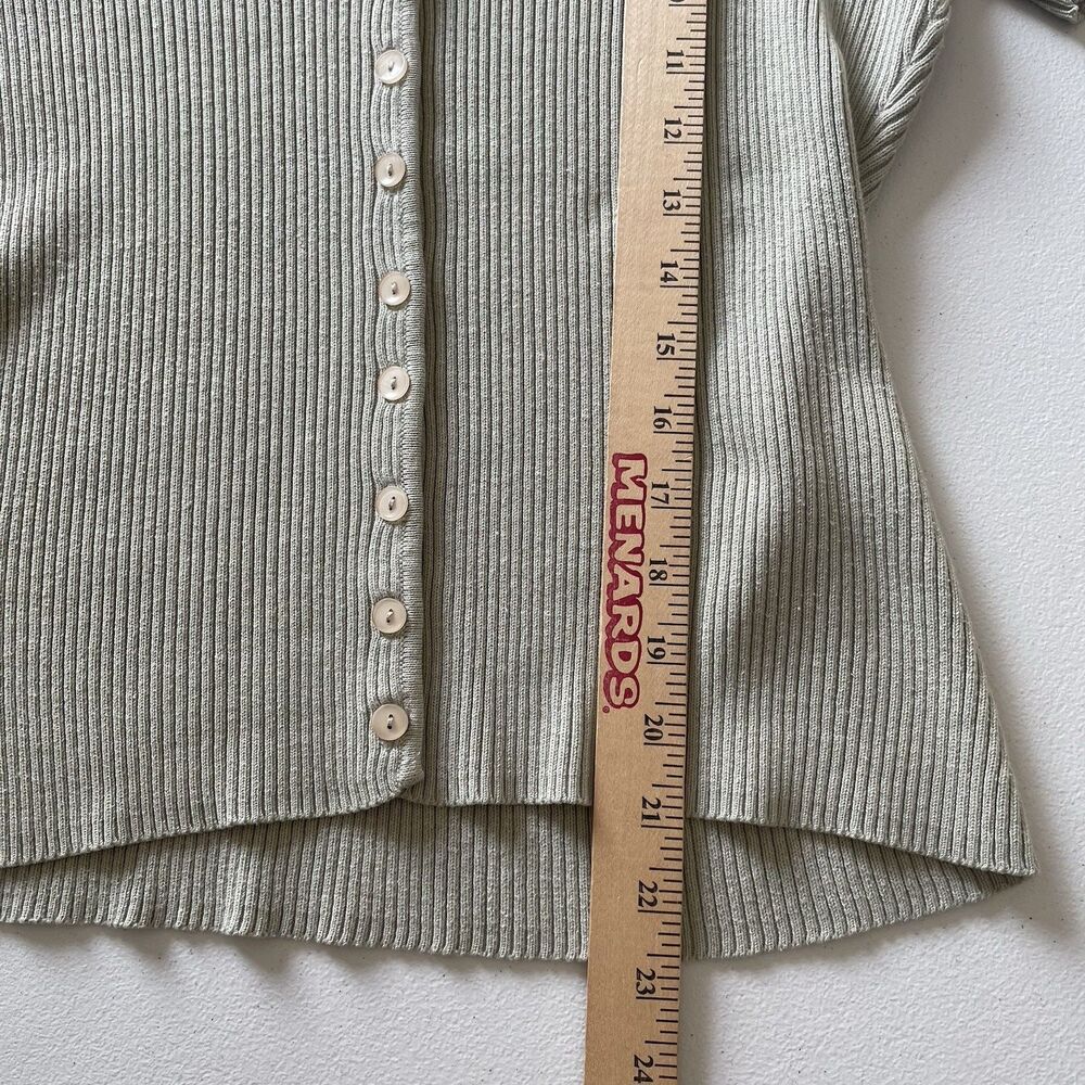 Casual Corner Vintage Knit Sweater Top Button Up V-Neck Green Women's Size Large - Picture 9 of 9